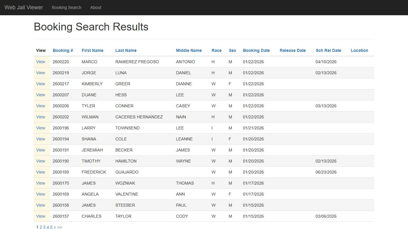 BookingSearchDetail - Web Jail Viewer